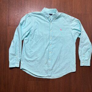 Ralph Lauren Men's Long Sleeve Oxford Shirt Turquoise XL